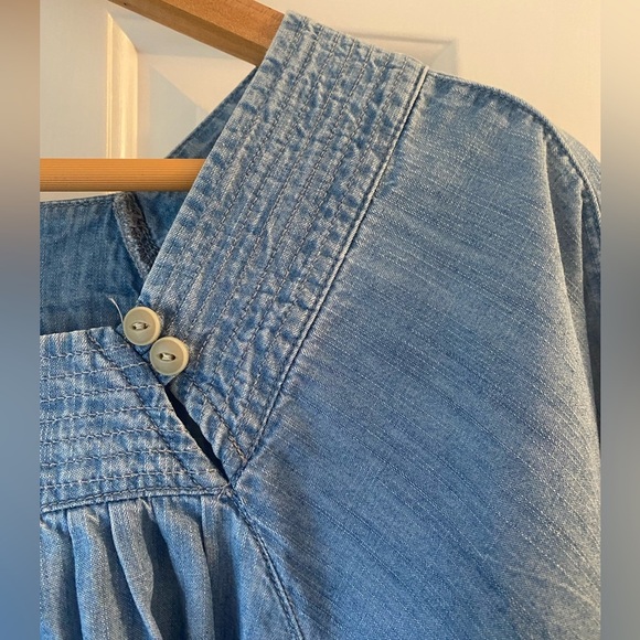 Madewell Light Denim Wide Sleeve Square Neck Top Size S - Picture 2 of 5